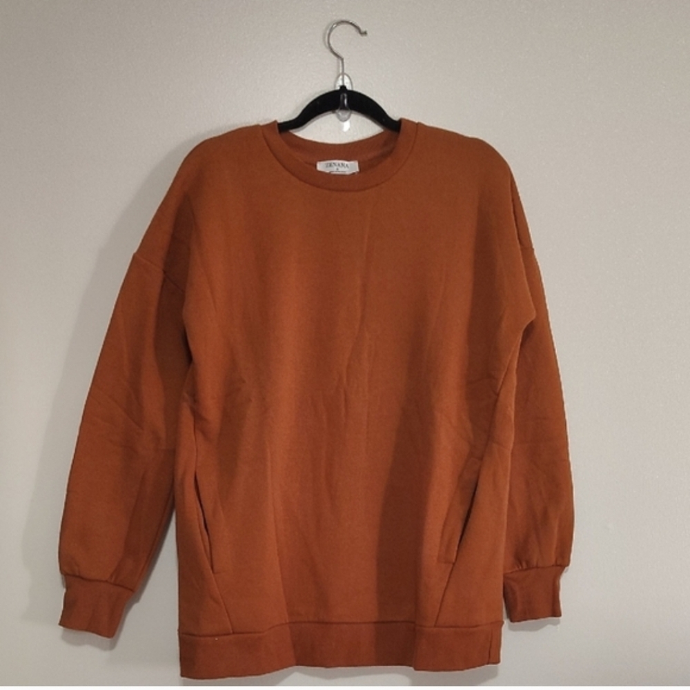 Zenana Outfitters Warm Rust Crew Neck Sweater Sizes: - Picture 3 of 4